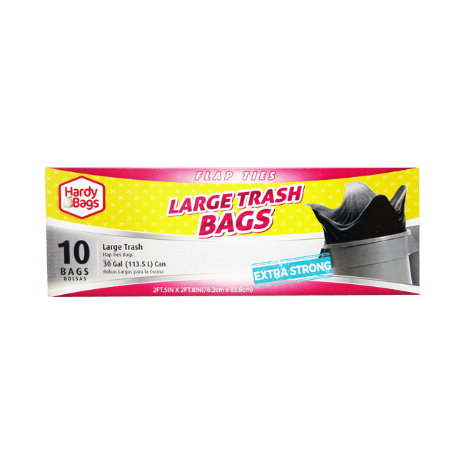 30 Gal Large Trash Flap Tie Bag 10CT – NWA Wholesaler